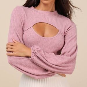 Lulus Simply Ideal Mauve Cutout Long Sleeve Top Pink - Size M